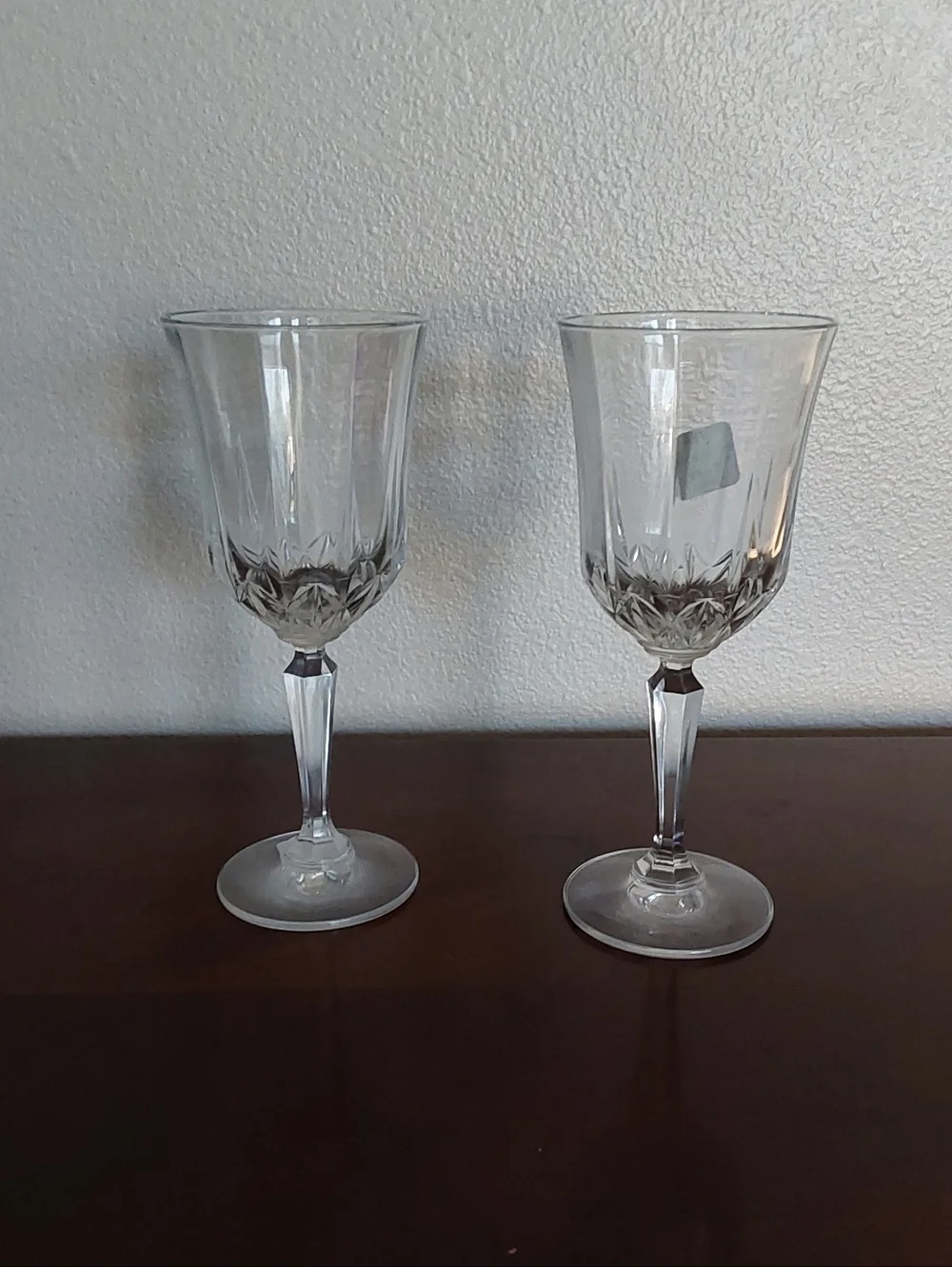 Vintage Crystal Water Goblet set by Toscany Brighton- Clear Cut‎ Stemware 2